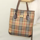 Burberrys Nova Check Tote Bag Canvas Beige Gold Auth ep8331-20