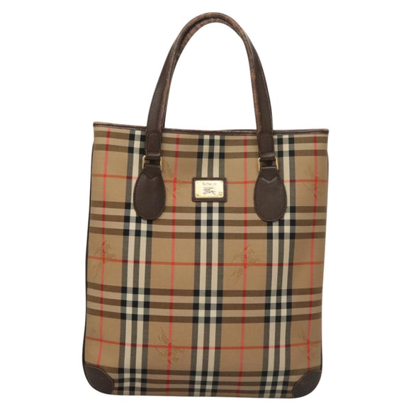 Burberrys Nova Check Tote Bag Canvas Beige Gold Auth ep8331