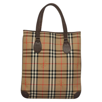 Burberrys Nova Check Tote Bag Canvas Beige Gold Auth ep8331 - 0
