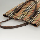 Burberrys Nova Check Tote Bag Canvas Beige Gold Auth ep8331-6
