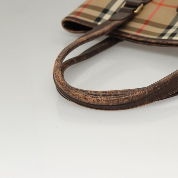 Burberrys Nova Check Tote Bag Canvas Beige Gold Auth ep8331