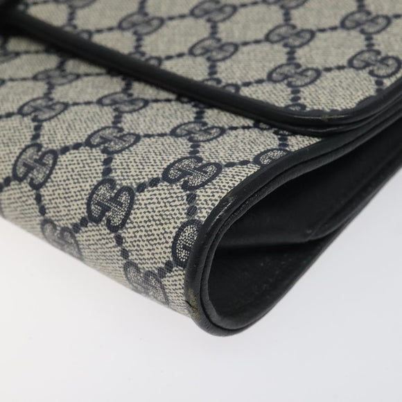 GUCCI GG Supreme Shoulder Bag PVC Navy Gold 904 02 050 Auth ep8341