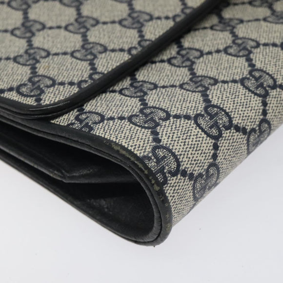 GUCCI GG Supreme Shoulder Bag PVC Navy Gold 904 02 050 Auth ep8341