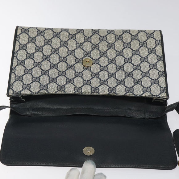 GUCCI GG Supreme Shoulder Bag PVC Navy Gold 904 02 050 Auth ep8341