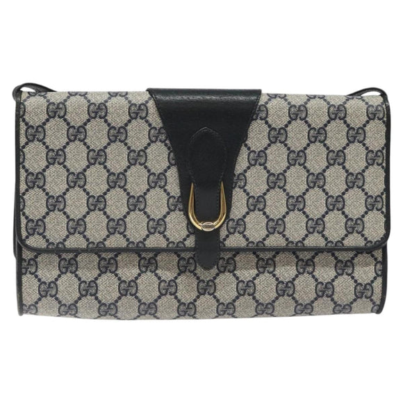 GUCCI GG Supreme Shoulder Bag PVC Navy Gold 904 02 050 Auth ep8341