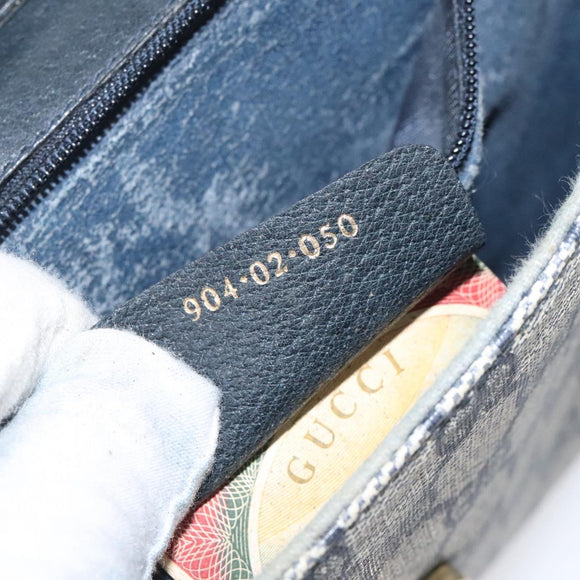 GUCCI GG Supreme Shoulder Bag PVC Navy Gold 904 02 050 Auth ep8341