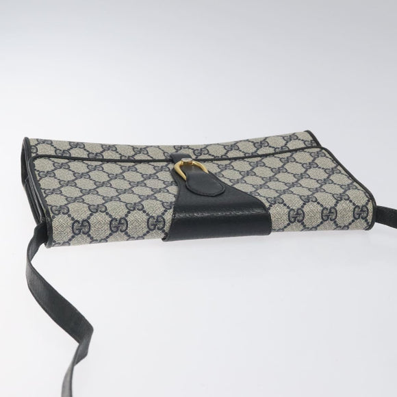 GUCCI GG Supreme Shoulder Bag PVC Navy Gold 904 02 050 Auth ep8341