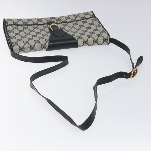 GUCCI GG Supreme Shoulder Bag PVC Navy Gold 904 02 050 Auth ep8341