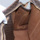 CELINE Macadam Canvas Tote Bag PVC Leather Brown Gold Auth ep8342-20
