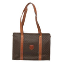 CELINE Macadam Canvas Tote Bag PVC Leather Brown Gold Auth ep8342-13