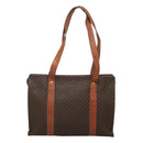 CELINE Macadam Canvas Tote Bag PVC Leather Brown Gold Auth ep8342-2