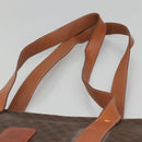 CELINE Macadam Canvas Tote Bag PVC Leather Brown Gold Auth ep8342-8