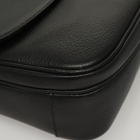 Burberrys Shoulder Bag Leather Black Gold Auth ep8351