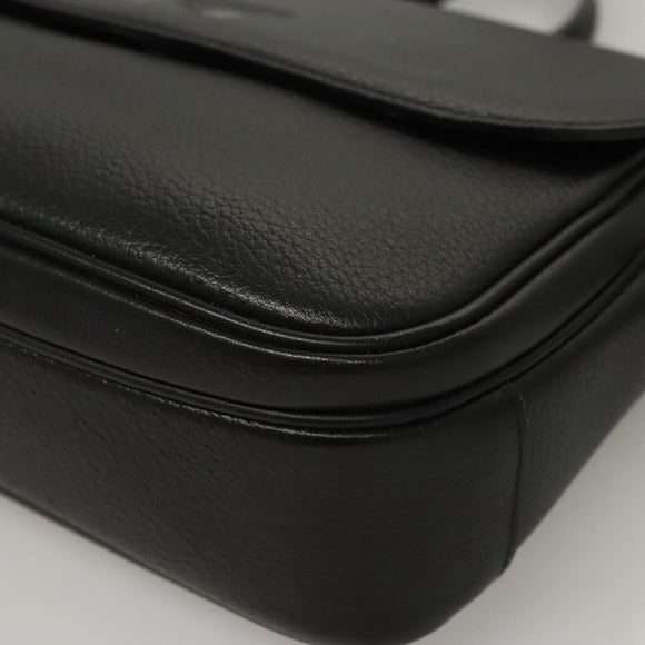 Burberrys Shoulder Bag Leather Black Gold Auth ep8351