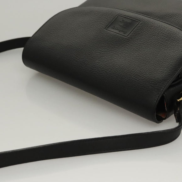 Burberrys Shoulder Bag Leather Black Gold Auth ep8351