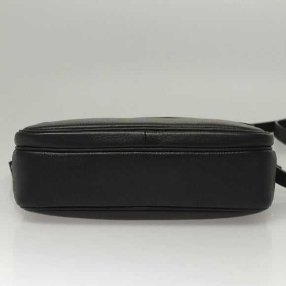 Burberrys Shoulder Bag Leather Black Gold Auth ep8351