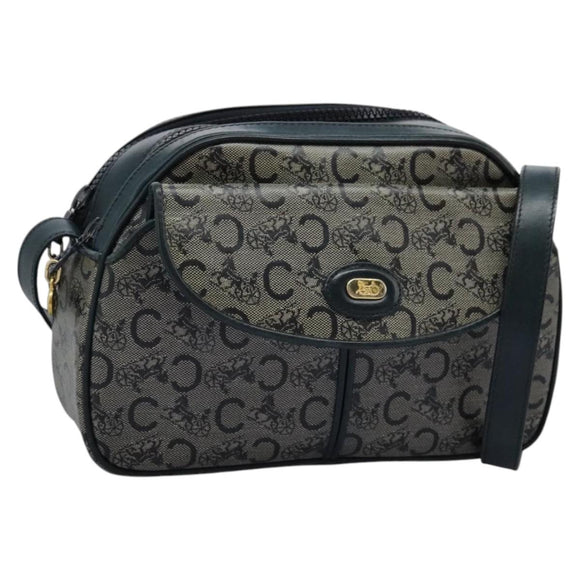 CELINE C Sulky Shoulder Bag PVC Navy Gold Auth ep8365