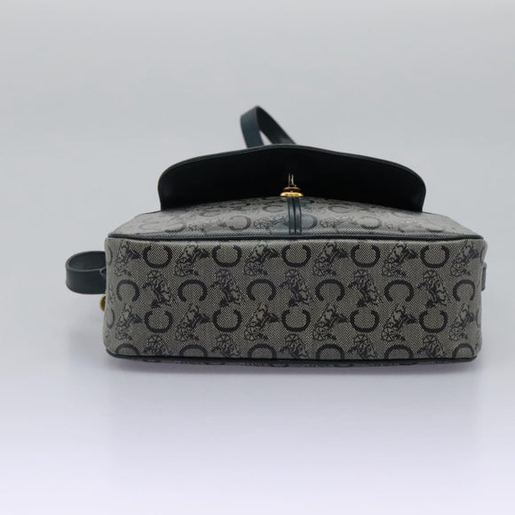 CELINE C Sulky Shoulder Bag PVC Navy Gold Auth ep8365