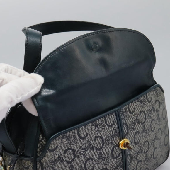 CELINE C Sulky Shoulder Bag PVC Navy Gold Auth ep8365