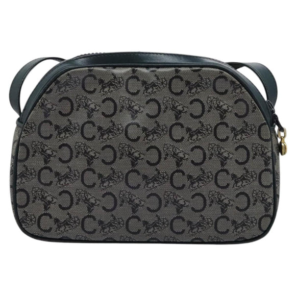 CELINE C Sulky Shoulder Bag PVC Navy Gold Auth ep8365