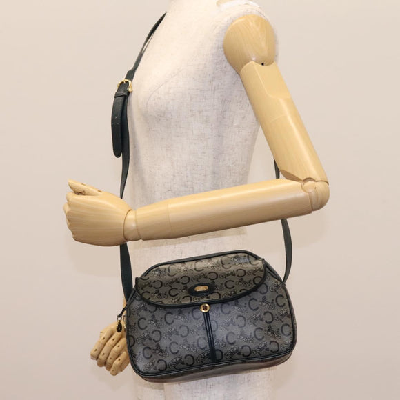 CELINE C Sulky Shoulder Bag PVC Navy Gold Auth ep8365