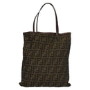 FENDI Zucca Canvas Hand Bag Brown Black Auth ep8370-13
