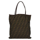 FENDI Zucca Canvas Hand Bag Brown Black Auth ep8370-2