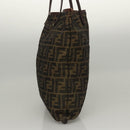 FENDI Zucca Canvas Hand Bag Brown Black Auth ep8370-3