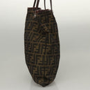 FENDI Zucca Canvas Hand Bag Brown Black Auth ep8370-4