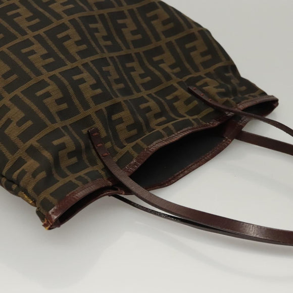 FENDI Zucca Canvas Hand Bag Brown Black Auth ep8370