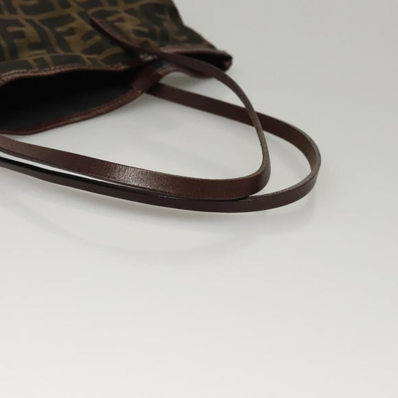 FENDI Zucca Canvas Hand Bag Brown Black Auth ep8370