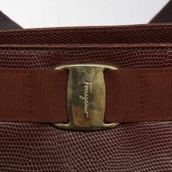 Salvatore Ferragamo Tote Bag Leather Brown Auth ep8381