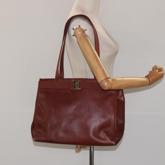 Salvatore Ferragamo Tote Bag Leather Brown Auth ep8381