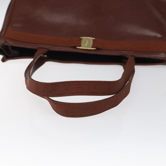 Salvatore Ferragamo Tote Bag Leather Brown Auth ep8381