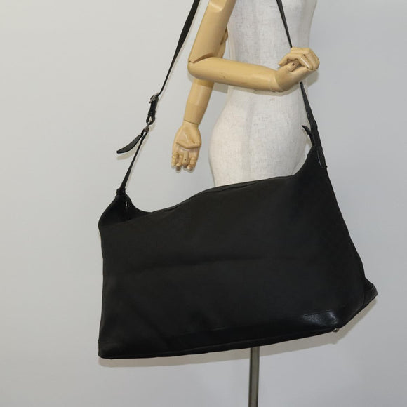 GUCCI GG Canvas Shoulder Bag Nylon Black Silver 105669 Auth ep8385