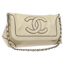 CHANEL Chain Hand Bag Leather White Silver CC Auth ep8399-1