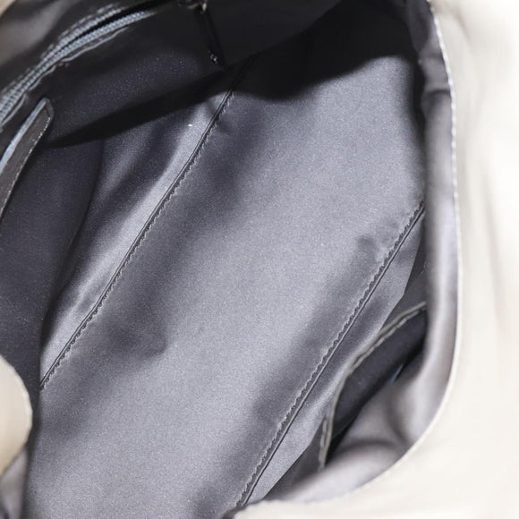 CHANEL Chain Hand Bag Leather White Silver CC Auth ep8399