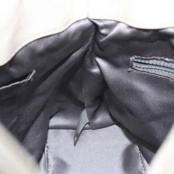 CHANEL Chain Hand Bag Leather White Silver CC Auth ep8399