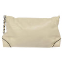 CHANEL Chain Hand Bag Leather White Silver CC Auth ep8399-3