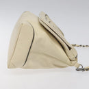 CHANEL Chain Hand Bag Leather White Silver CC Auth ep8399-4