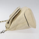 CHANEL Chain Hand Bag Leather White Silver CC Auth ep8399-5