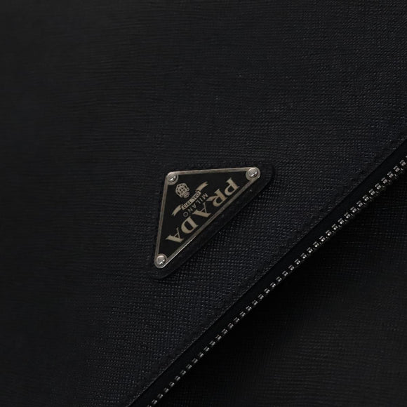 PRADA Suitcase Safiano leather Black Auth ep8401