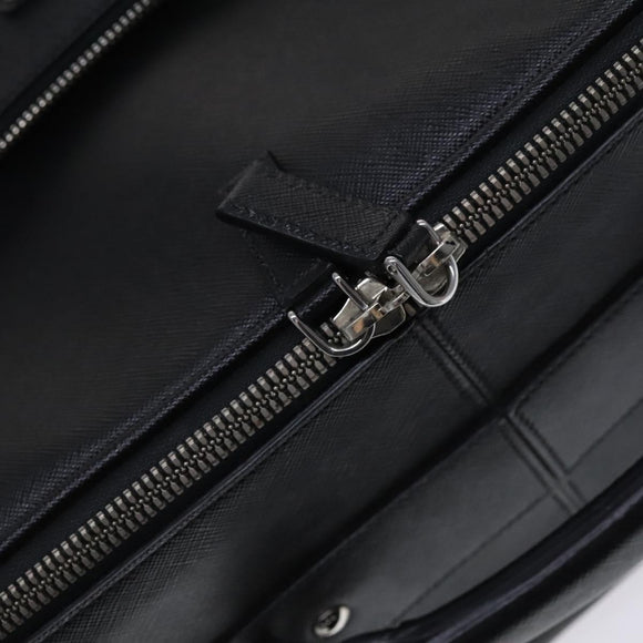PRADA Suitcase Safiano leather Black Auth ep8401
