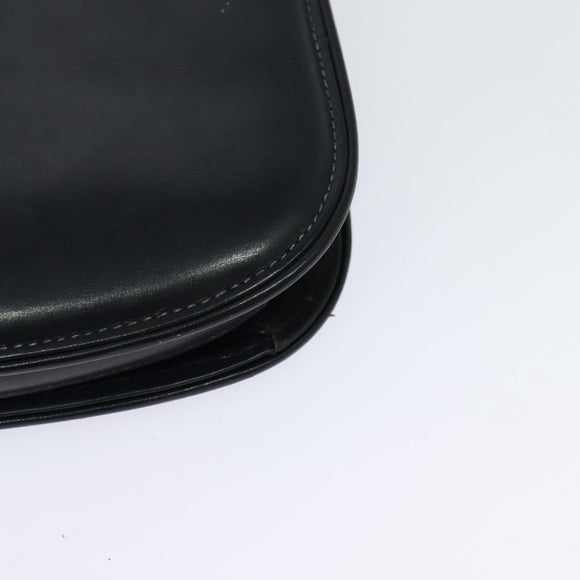 GUCCI Shoulder Bag Leather Navy Gold Auth ep8402