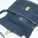 GUCCI Shoulder Bag Leather Navy Gold Auth ep8402-11