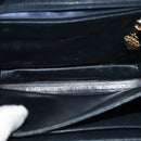 GUCCI Shoulder Bag Leather Navy Gold Auth ep8402-12