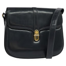 GUCCI Shoulder Bag Leather Navy Gold Auth ep8402-1