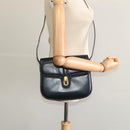 GUCCI Shoulder Bag Leather Navy Gold Auth ep8402-23
