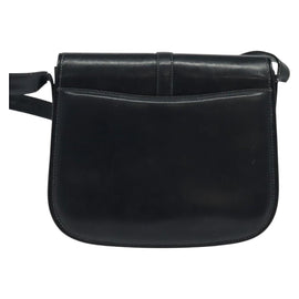 GUCCI Shoulder Bag Leather Navy Gold Auth ep8402 - 0