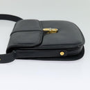 GUCCI Shoulder Bag Leather Navy Gold Auth ep8402-3